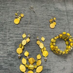 Yellow Beaded Jewelry Set